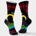 Christmas Kiwi Bird New Zealand, Red Buffalo Plaid Socks