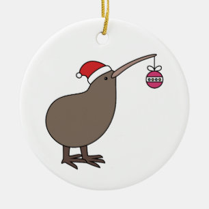 Christmas Kiwi Ceramic Ornament