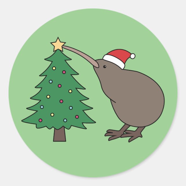 Christmas Kiwi Classic Round Sticker (Front)