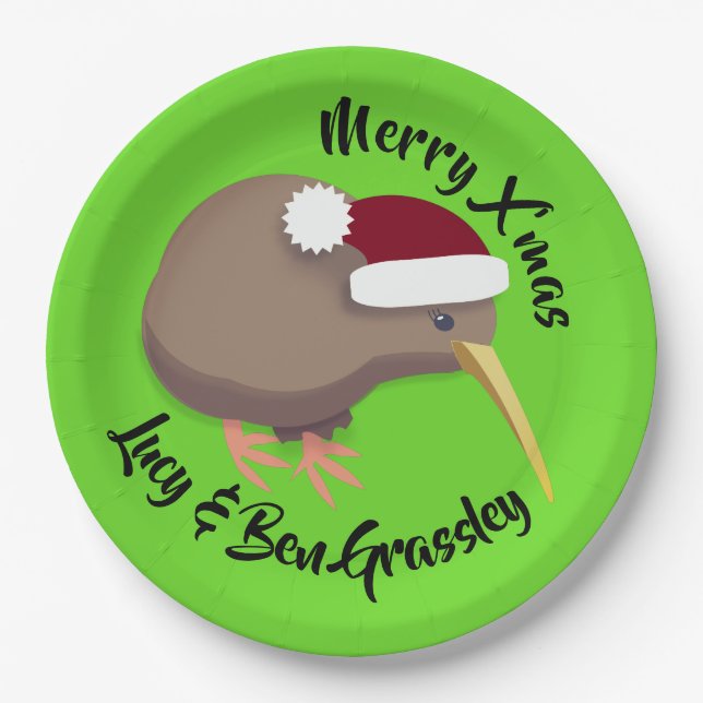 Christmas Kiwi Paper Plates (Front)