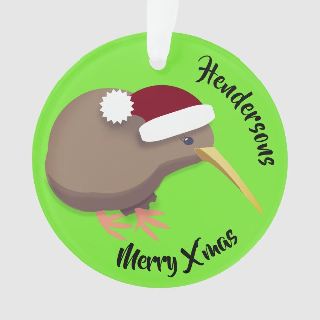 Christmas Kiwi Photo Ornament (Front)
