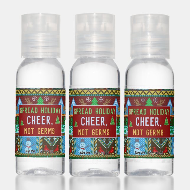 Christmas Knit Pattern Holiday Cheer Personalized Hand Sanitizer (Set)