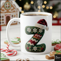 Christmas Knit Sweater Letter Z Santa Hat
