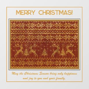 Christmas knitted pull detail with deers and tree window cling