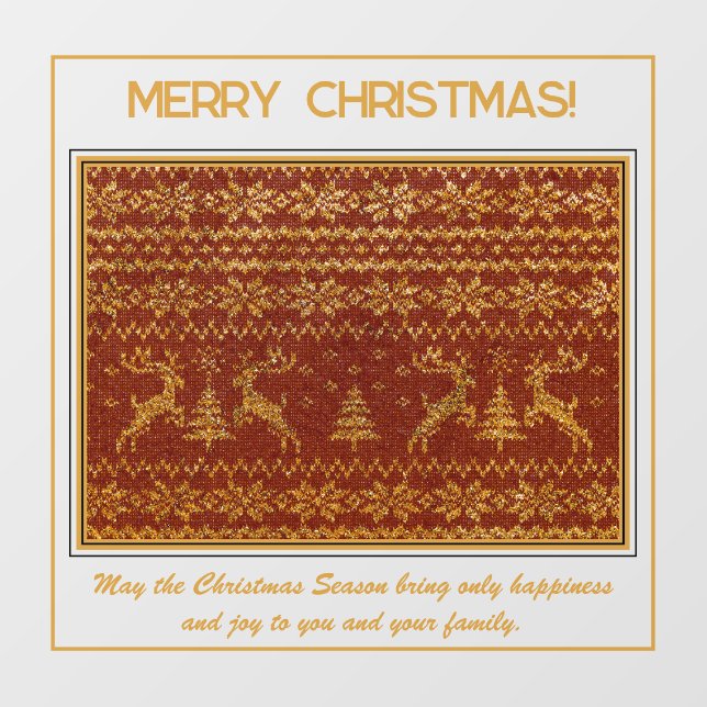 Christmas knitted pull detail with deers and tree window cling (Sheet)