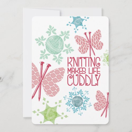 Christmas knitting needle butterfly yarn snowflake holiday card