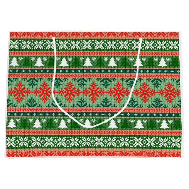 Christmas Knitting Pattern Large Gift Bag (Front)