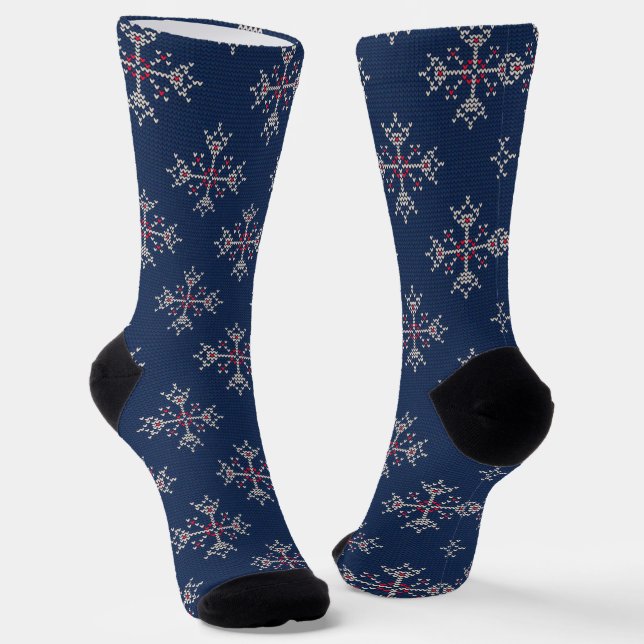 Christmas Knitting Pattern Navy Socks (Angled)