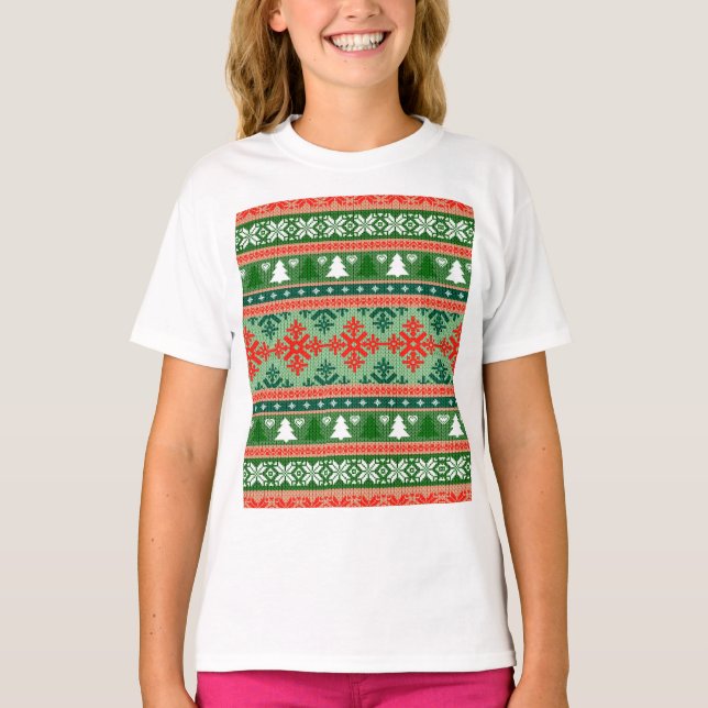 Christmas Knitting Pattern T-Shirt (Front)