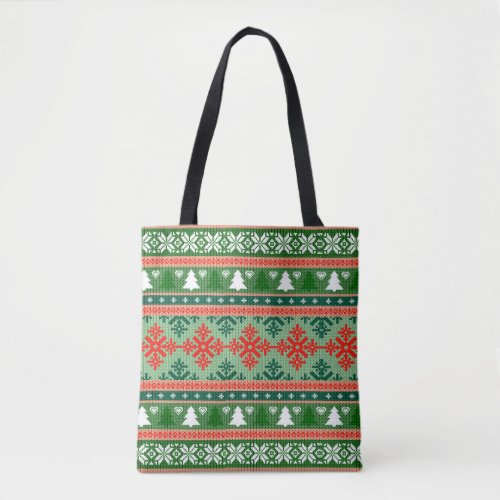 Christmas Knitting Pattern Tote Bag