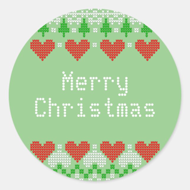 Christmas Knitting Patterns Cute X-Mas Knit Design Classic Round Sticker (Front)