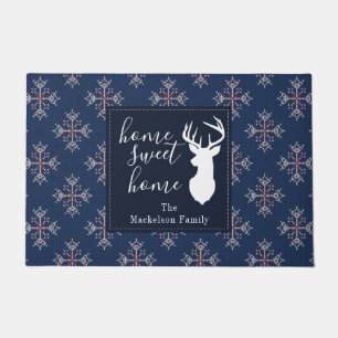 Christmas Knitting Ugly Sweater Pattern Navy Doormat
