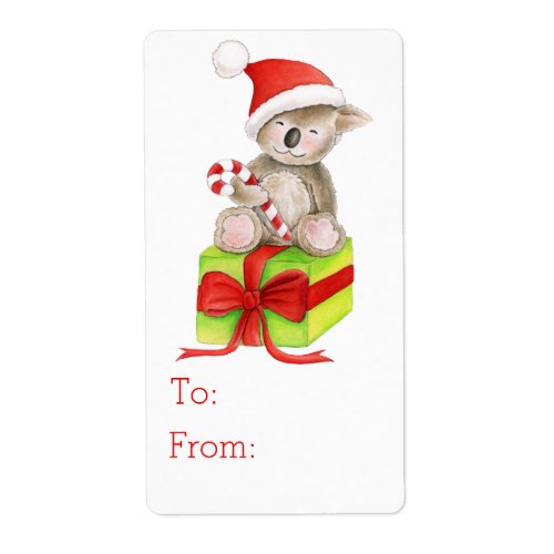 Christmas Koala art gift tag to and from