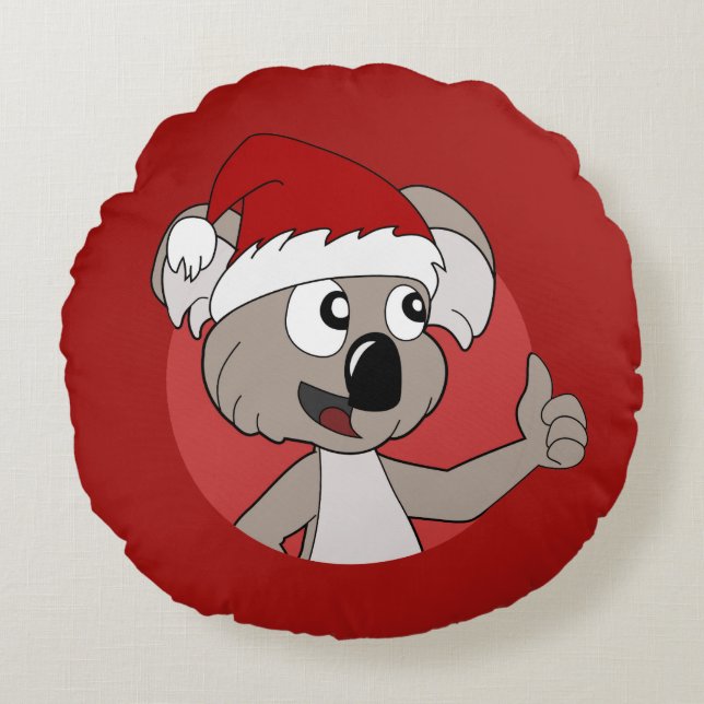 Christmas Koala bear cartoon Round Pillow (Front)