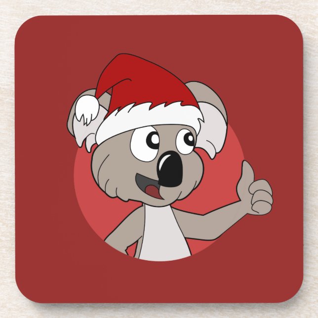 Christmas koala cartoon  beverage coaster (Front)