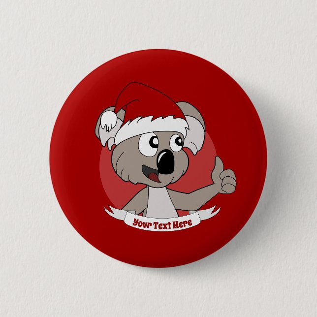 Christmas  koala cartoon button (Front)
