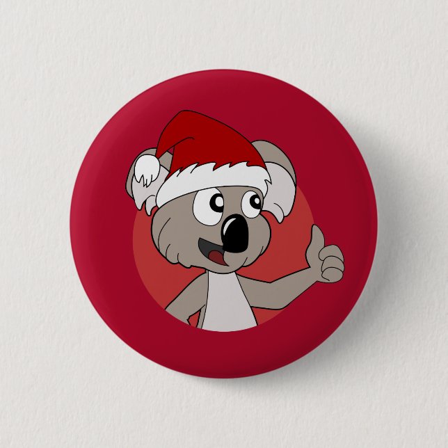 Christmas koala cartoon Button (Front)