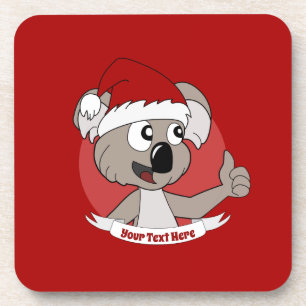 Christmas  koala cartoon button beverage coaster