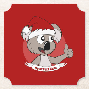 Christmas  koala cartoon button paper coaster