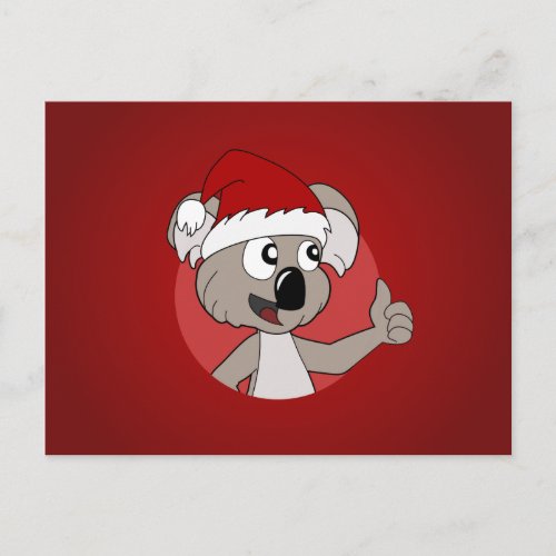 Christmas koala cartoon holiday postcard