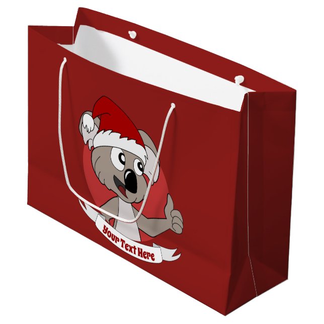 Christmas  koala cartoon  large gift bag (Front Angled)