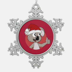 Christmas koala cartoon snowflake pewter christmas ornament