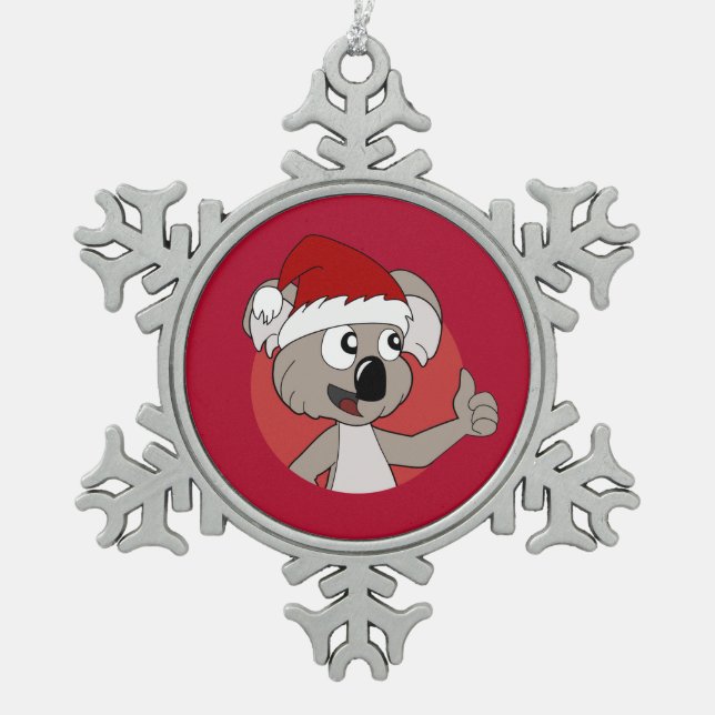 Christmas koala cartoon snowflake pewter christmas ornament (Front)