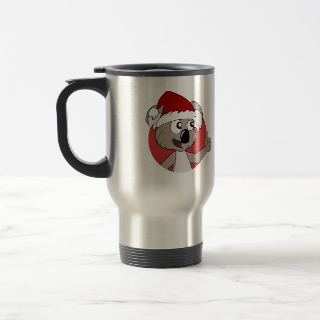 Christmas koala cartoon travel mug (Left)