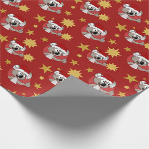 Christmas koala cartoon wrapping paper