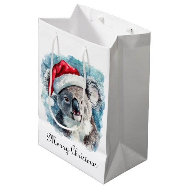 Christmas Koala, customizable Medium Gift Bag (Front Angled)
