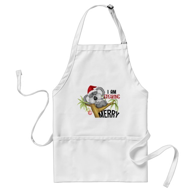 Christmas koala I am freaking merry Adult Apron (Front)