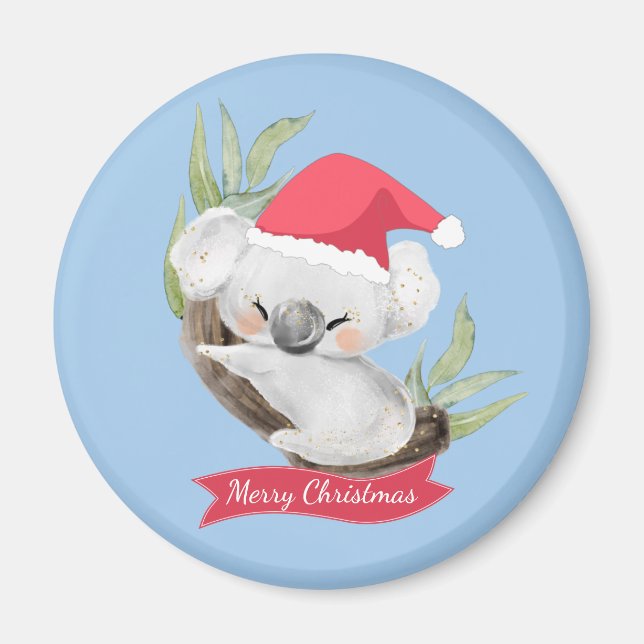 Christmas Koala Watercolor Magnet (Front)