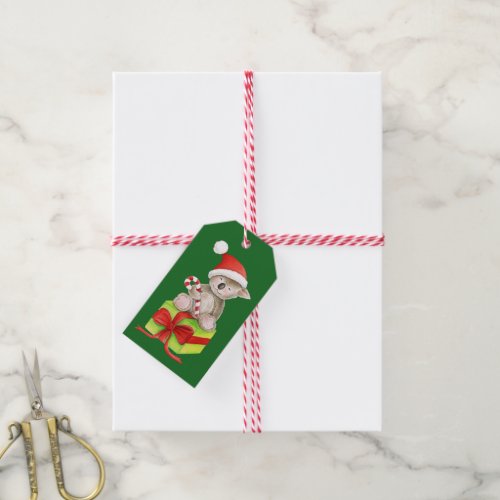 Christmas Koala with candy cane gift tag