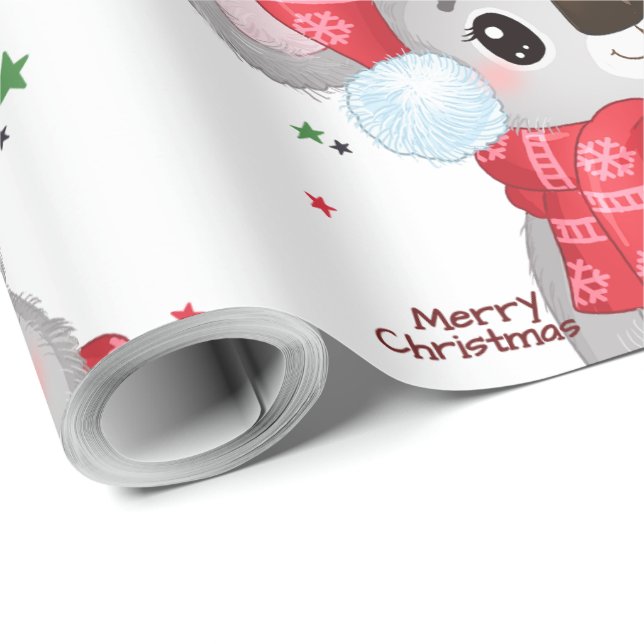 Christmas koala with Earmuffs  Wrapping Paper (Roll Corner)