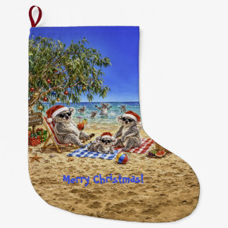 Christmas Koalas at the beach Large Christmas Stocking