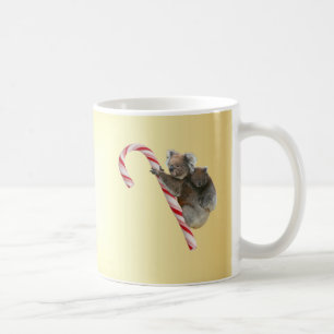 Christmas Koalas on Candy Cane Coffee Mug