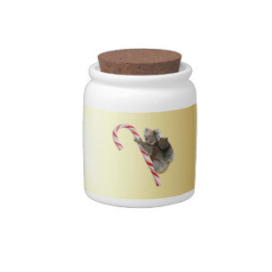 Christmas Koalas on Candy Cane Jar
