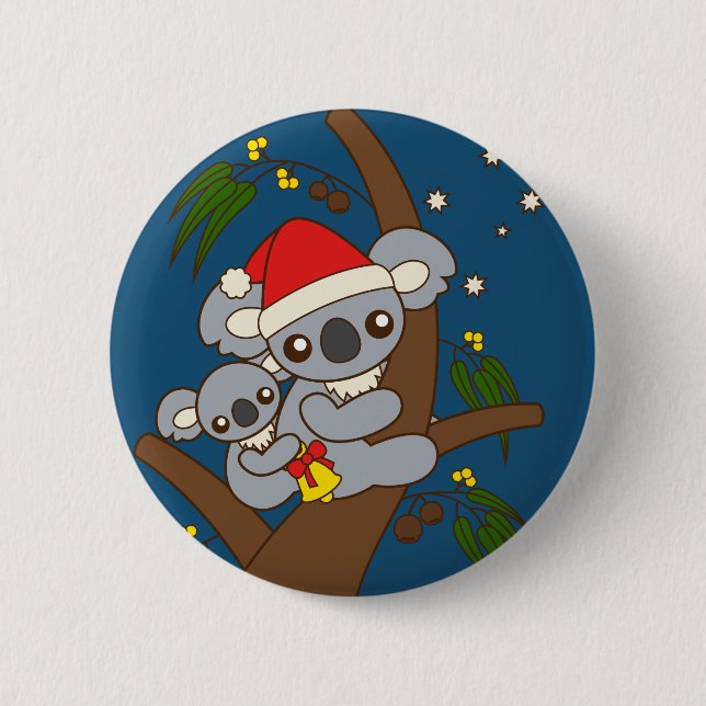 Christmas Koalas Pinback Button (Front)