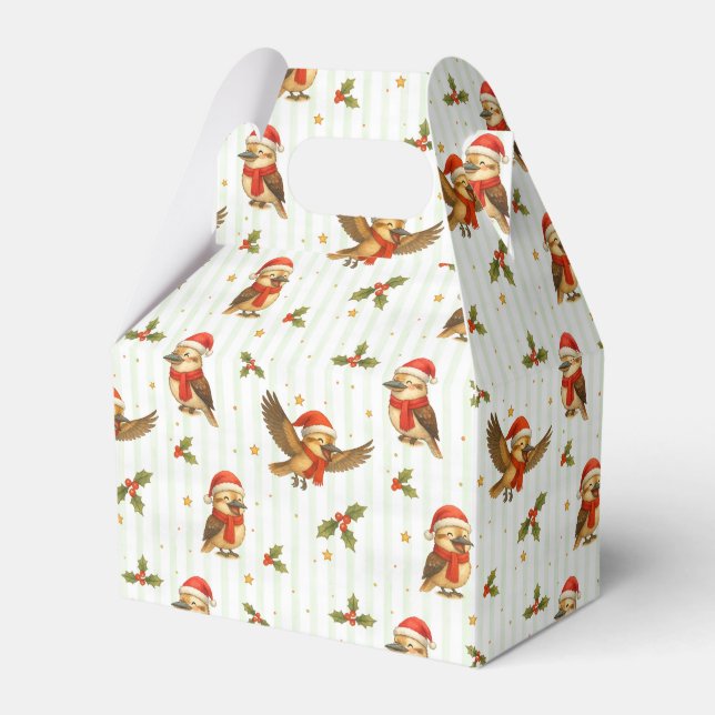 Christmas Kookaburra Watercolour Favor Boxes (Front Side)