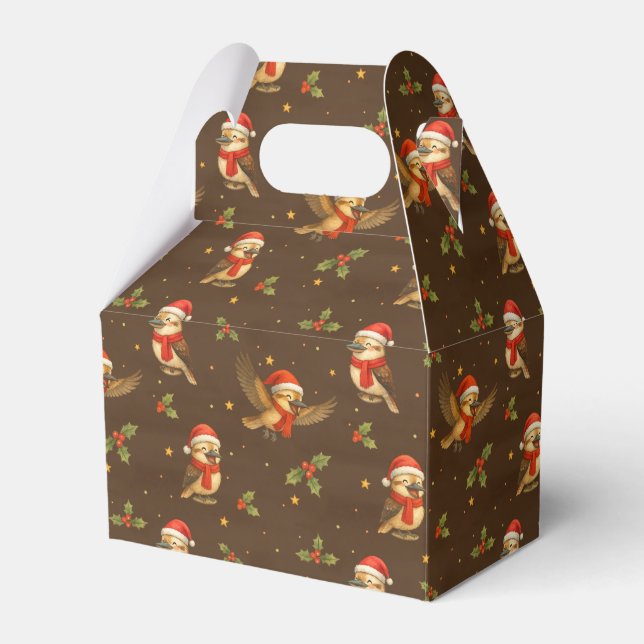 Christmas Kookaburra Watercolour Favor Boxes (Front Side)