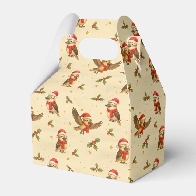 Christmas Kookaburra Watercolour Favor Boxes (Front Side)