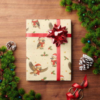 Christmas Kookaburra Watercolour Wrapping Paper