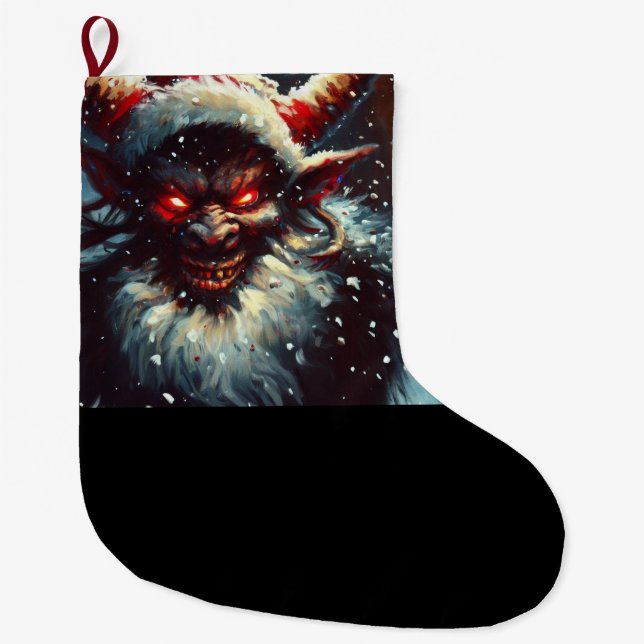 Christmas Krampus 1 Large Christmas Stocking (Front)