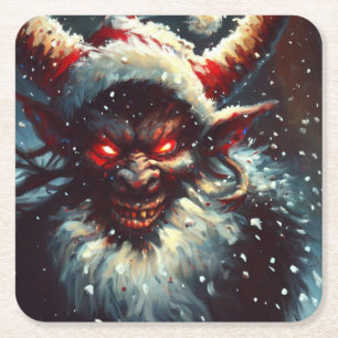 Christmas Krampus 1 Square Paper Coaster