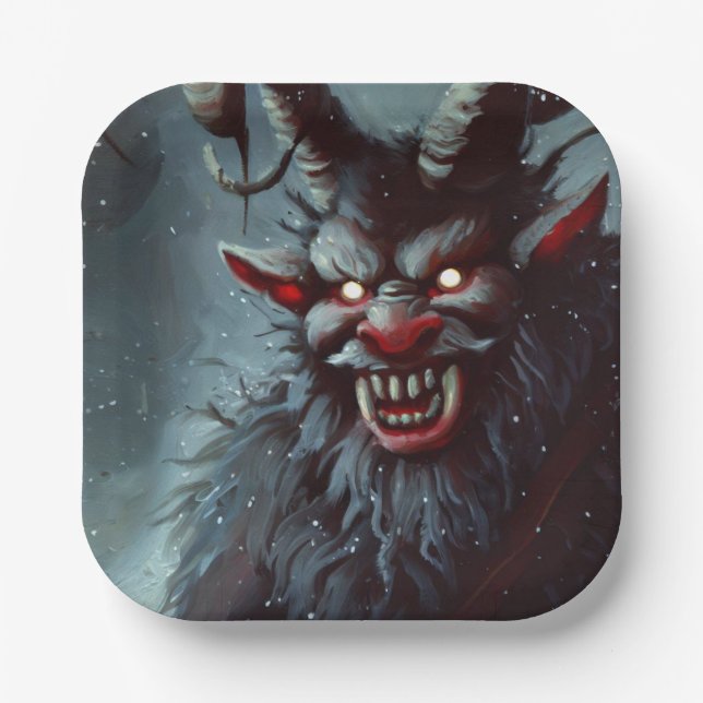 Christmas Krampus 2 Paper Plates (Front)