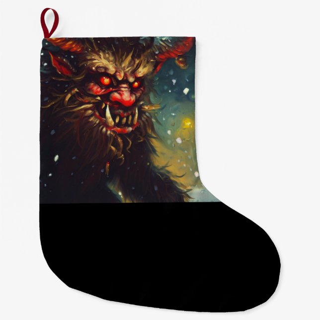 Christmas Krampus 4 Large Christmas Stocking (Front)