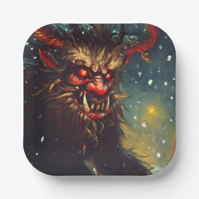 Christmas Krampus 4 Paper Plates (Front)