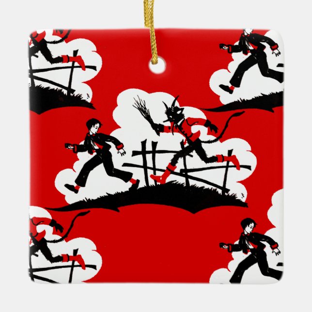 christmas krampus ceramic ornament (Front)