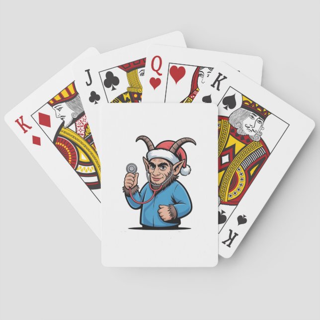 Christmas Krampus Nursing Scrubs Nurse  Poker Cards (Back)