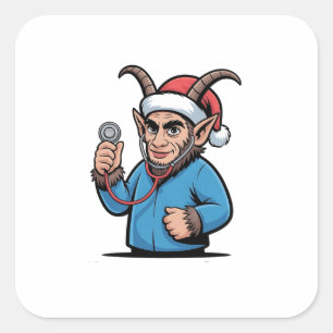 Christmas Krampus Nursing Scrubs Nurse  Square Sticker